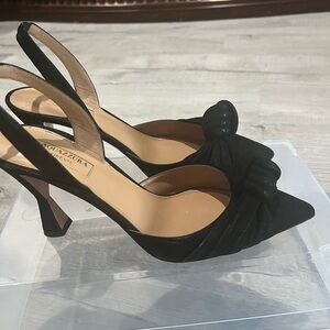 Aquazzura Black Knotted Slingback Pumps with Pointed Toe